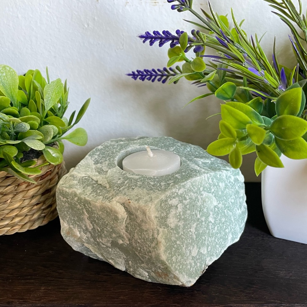 💚GREEN AVENTURINE CANDLE HOLDER